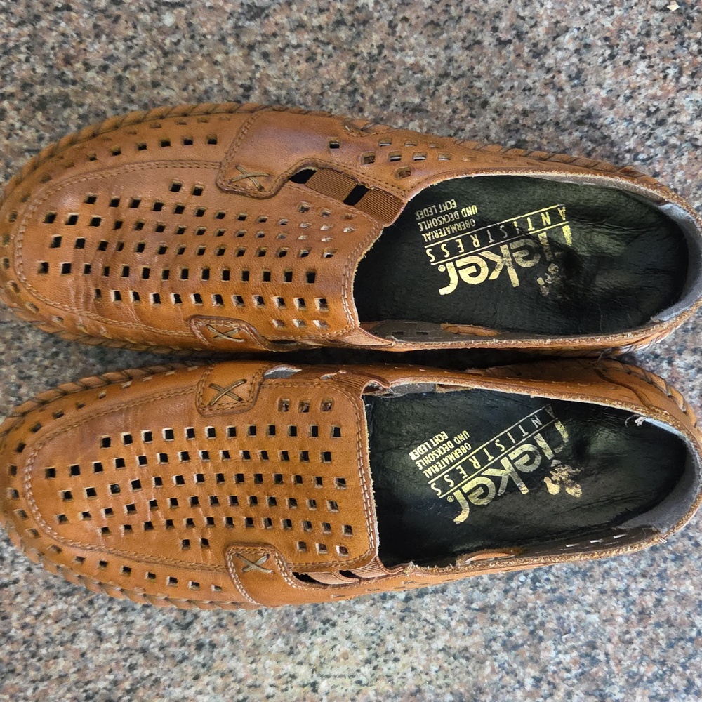 Rieker Women's Tan Perforated Slip-Ons